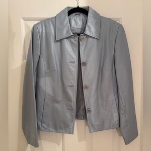 EUC Lord & Taylor light blue leather jacket - $400 - medium
